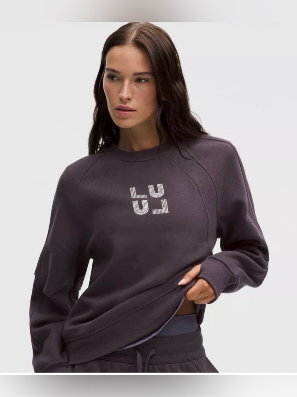 Lululemon women’s scuba crew sweatshirt atmospheric purple sparkle square medium